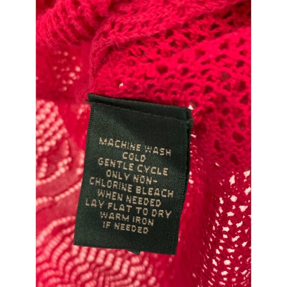 Lauren Ralph Lauren Womens Open Front Sheer Cardigan M Red RT10532 EUC - Picture 4 of 7